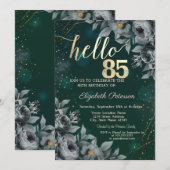 Invitation Roses Sombres Vert 85e Anniversaire (Devant / Derrière)
