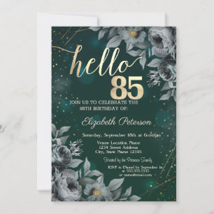 Invitation Roses Sombres Vert 85e Anniversaire