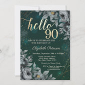Invitation Roses Sombres Vert 90e Anniversaire (Devant)