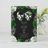 Invitation Roses squelette émeraude vert mariage gothique (Debout devant)