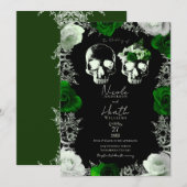 Invitation Roses squelette émeraude vert mariage gothique (Devant / Derrière)
