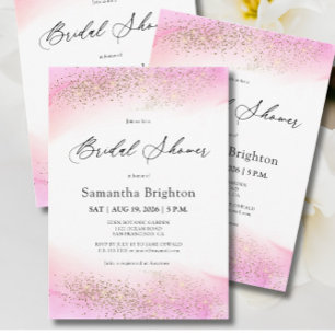Invitation Roses teintes Or Étincelles Nuptiale Douche Invita