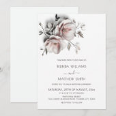 Invitation Roses Texturées Blush Blanc Mariage Simple (Devant / Derrière)