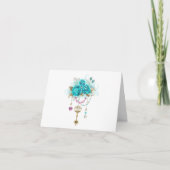 Invitation Roses turquoise avec touches (Devant)