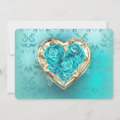 Invitation Roses Turquoise Tiffany Floral Moderne Bohème (Dos)