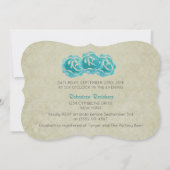 Invitation Roses turquoises D'Aquarelle Sur Fête des mariées (Dos)