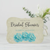 Invitation Roses turquoises D'Aquarelle Sur Fête des mariées (Debout devant)