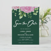 Invitation Roses Vert foncé Sauvegardez L'Invitation Date (Debout devant)