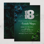 Invitation Roses Vertes Gothiques 18e Anniversaire  (Devant / Derrière)