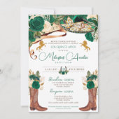 Invitation Roses verts charro Quinceanera (Devant)