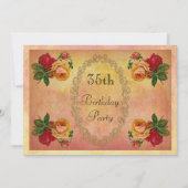 Invitation Roses Vintage Chic 35e Anniversaire (Devant)