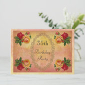 Invitation Roses Vintage Chic 35e Anniversaire (Debout devant)