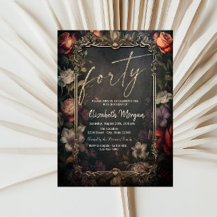 Invitation Roses Vintage Gothique 40e Anniversaire