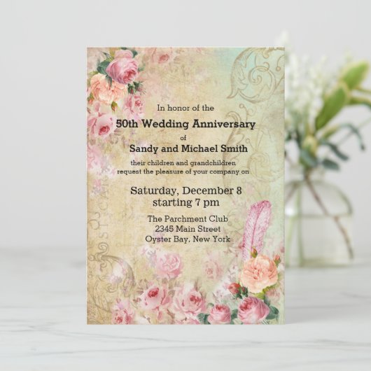 Invitation Roses vintages (Debout devant)