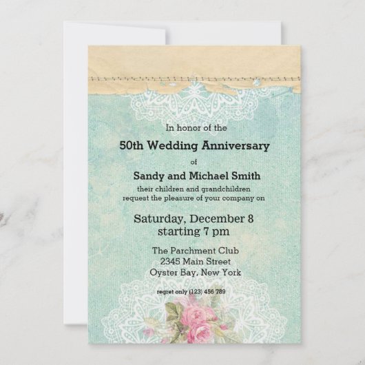 Invitation Roses vintages (Devant)