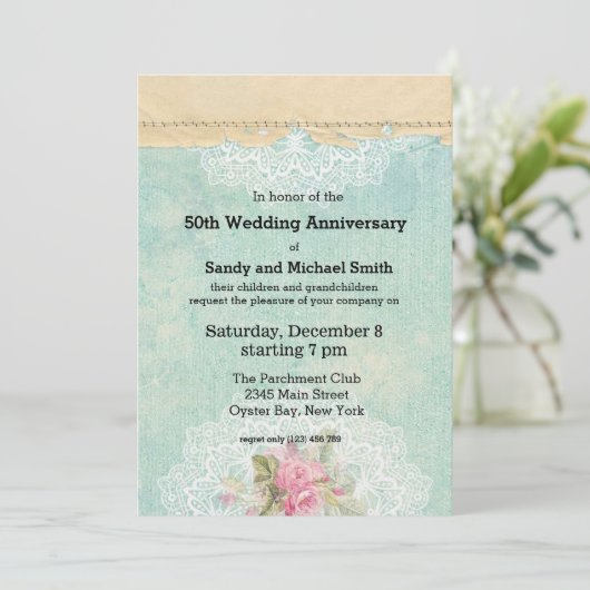 Invitation Roses vintages (Debout devant)