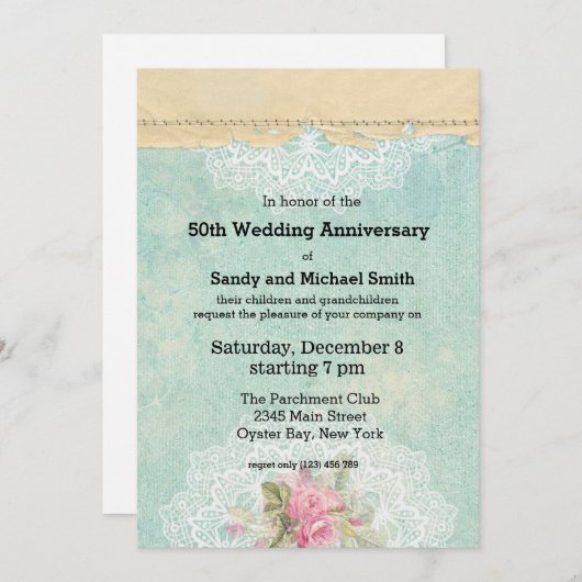 Invitation Roses vintages (Devant / Derrière)