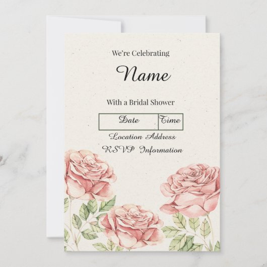 Invitation Roses vintages personnalisés (Devant)