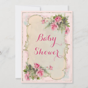Invitation Roses Vintages roses Shabby Baby shower chic