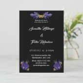 Invitation Roses violets avec Mariage gothique de la teigne d (Debout devant)