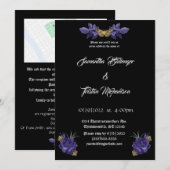 Invitation Roses violets avec Mariage gothique de la teigne d (Devant / Derrière)
