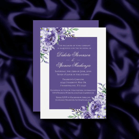 Invitation Roses violets | Elégante aquarelle florale Boho