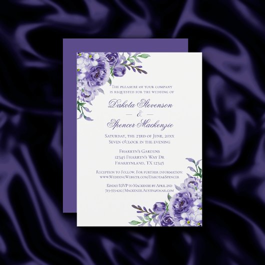 Invitation Roses violets | Elégante aquarelle florale Boho