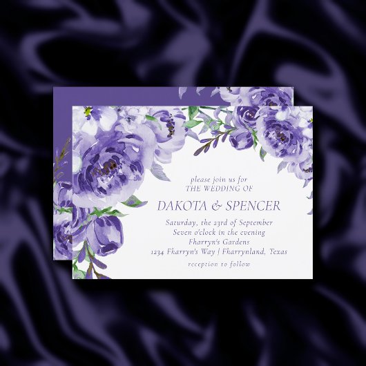 Invitation Roses violets | Elégante aquarelle florale Boho
