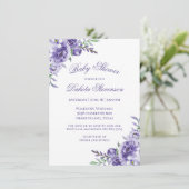 Invitation Roses violets | Elégante Aquarelle Florale Douche (Debout devant)