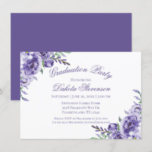 Invitation Roses violets Élégante aquarelle graduée