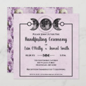 Invitation Roses violets Manipuler Wicca Mariage Lune Invitat (Devant / Derrière)
