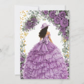 Invitation Roses Violettes Occidentales Pays Doré Quinceañera (Dos)