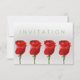 Invitation Roses Vip Formel Argent Rouge Vert Pastel Pearly