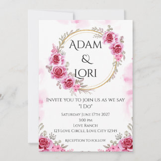 Invitation Roses with Pink & Gold Wedding