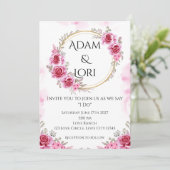 Invitation Roses with Pink & Gold Wedding (Debout devant)