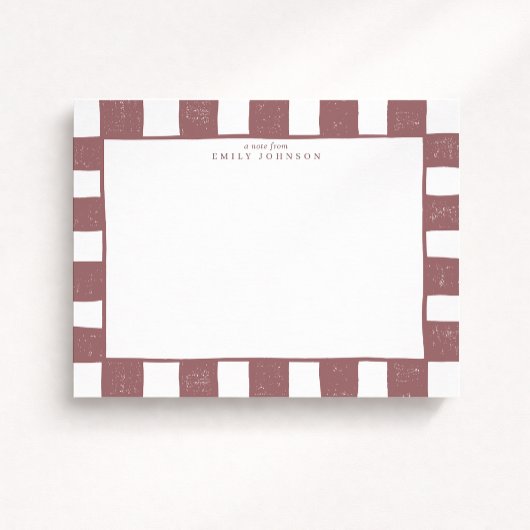 Invitation Rosewood Checker Note Card