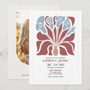 Invitation Rosewood & Mist Floral Abstrait Mariage Bohème