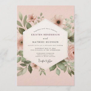 Invitation Rosewood Peinture Florale de Mariage