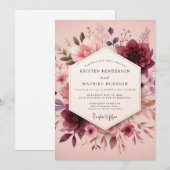 Invitation Rosewood Romantic Bloom Wedding (Devant / Derrière)