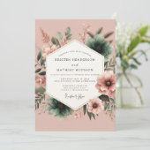Invitation Rosewood Teal Mariage Painterly (Debout devant)