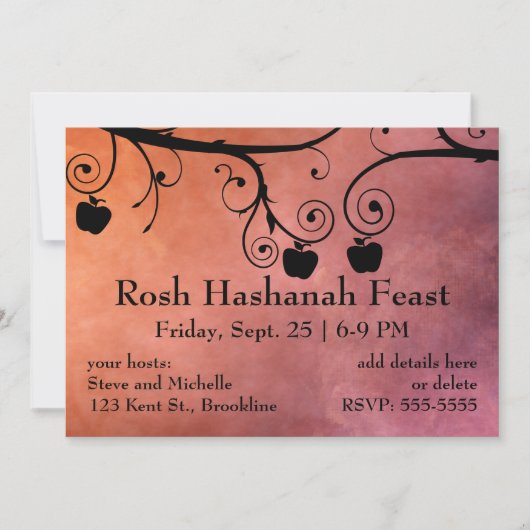 Invitation Rosh Hashanah Apple Silhouette (Devant)