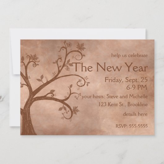Invitation Rosh Hashanah Arbre d'automne rustique (Devant)
