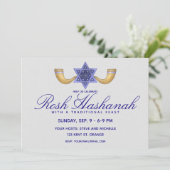 Invitation Rosh Hashanah Star bleue de David et des Shofars d (Debout devant)