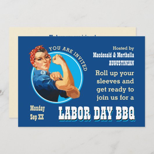 Invitation Rosie Riveter LABOR DAY BBQ (Devant / Derrière)
