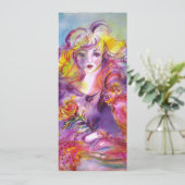 Invitation ROSINA / DAME AVEC ROSE ET PARROT Bleu rose (Debout devant)