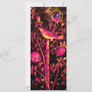 Invitation ROSSIGNOL À MONOGRAMME ROSES, Rose Noir Or