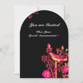 Invitation ROSSIGNOL AVEC MONOGRAMME DE ROSES, Rose Noir Jaun (Dos)