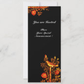 Invitation ROSSIGNOL AVEC MONOGRAMME DE ROSES, Rouge Noir Or (Dos)