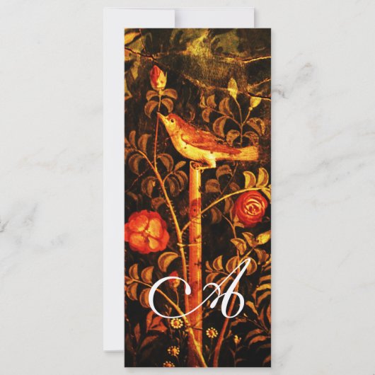 Invitation ROSSIGNOL AVEC MONOGRAMME DE ROSES, Rouge Noir Or (Devant)