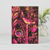 Invitation ROSSIGNOL AVEC MONOGRAMME ROSES, Rose Noir Or (Debout devant)